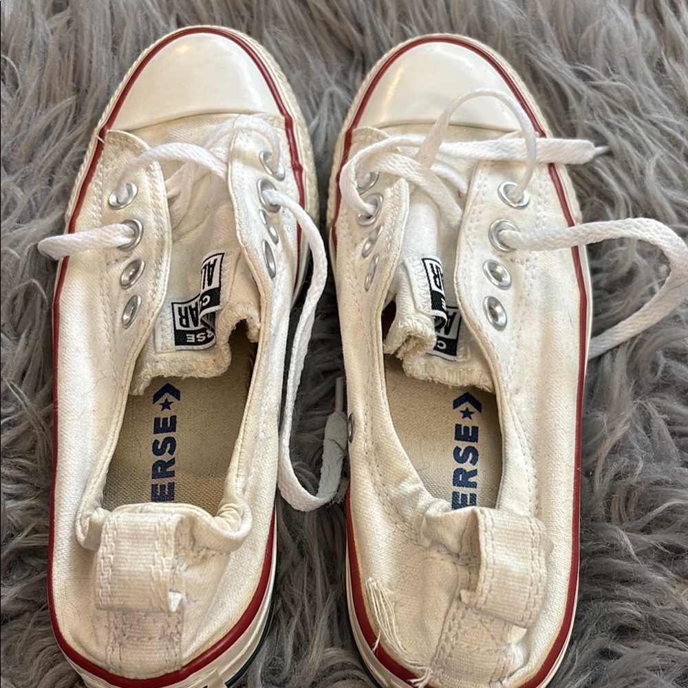 Converse White and Red Canvas Sneakers